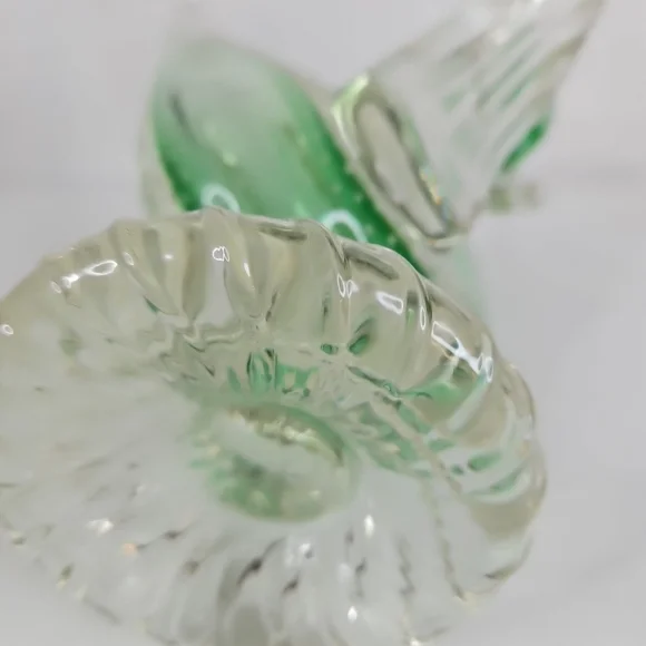 Vintage Murano Art Glass Swan Bird Clear and Green Italy Very Rare Pieces